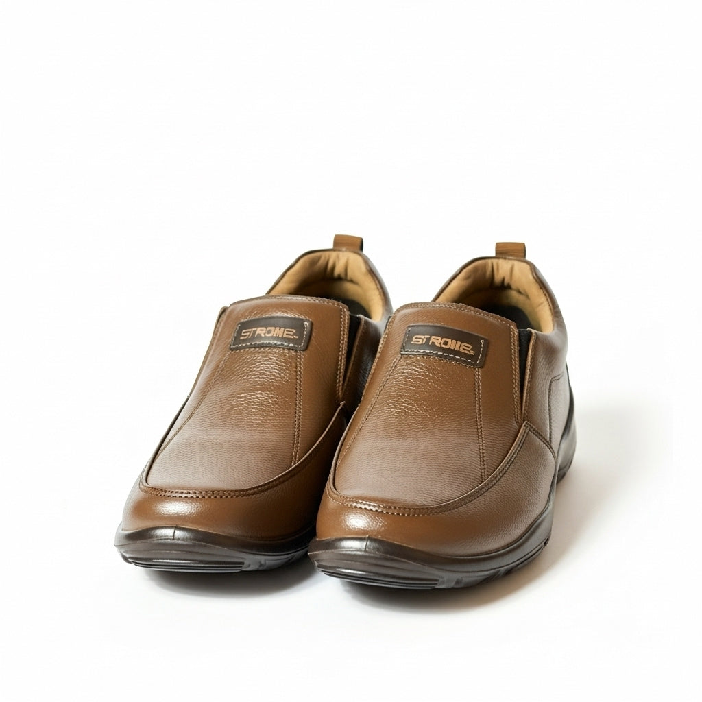 Premium Handcrafted Light Brown Leather Shoes with Medicated Comfort Insole | All-Terrain Durable Sole – Ultimate Daily Wear Comfort