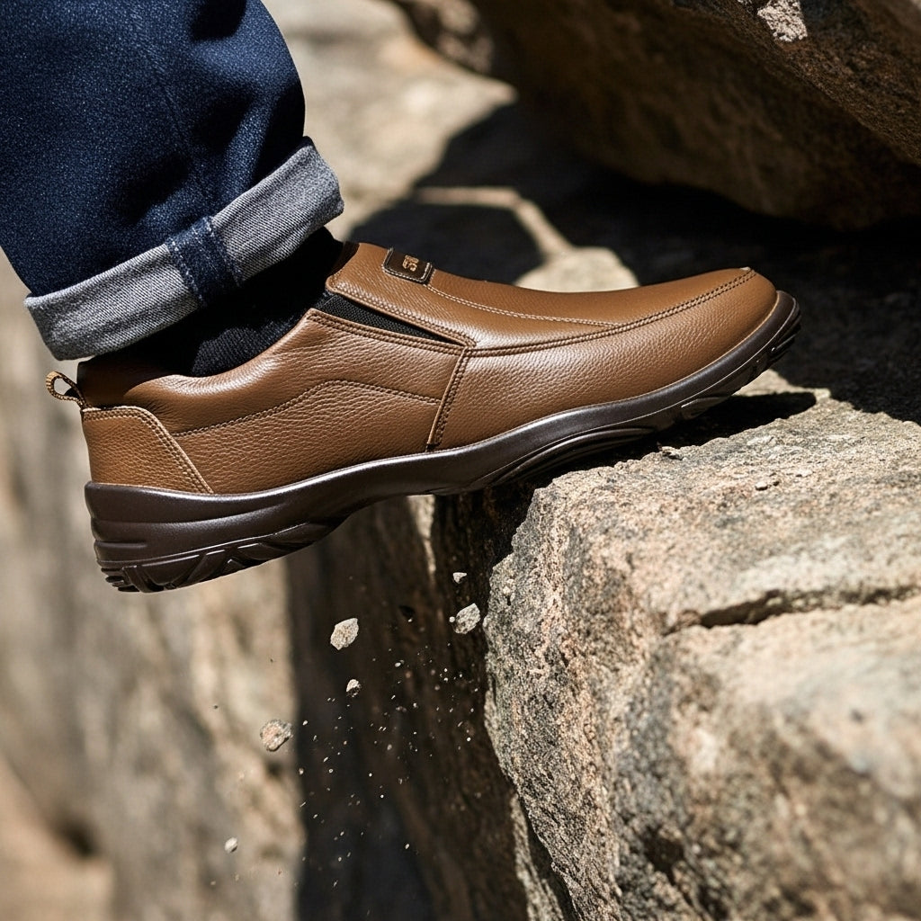Premium Handcrafted Light Brown Leather Shoes with Medicated Comfort Insole | All-Terrain Durable Sole – Ultimate Daily Wear Comfort