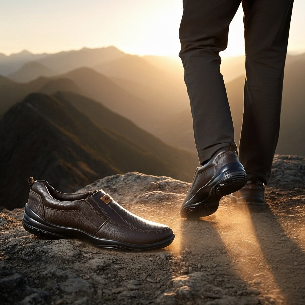 Premium Handcrafted Dark Brown Leather Shoes with Medicated Comfort Insole | All-Terrain Durable Sole – Ultimate Daily Wear Comfort