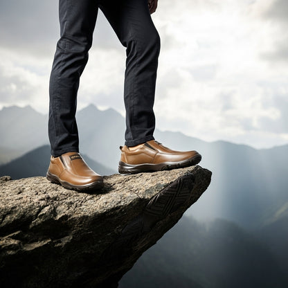 Premium Handcrafted Light Brown Leather Shoes with Medicated Comfort Insole | All-Terrain Durable Sole – Ultimate Daily Wear Comfort